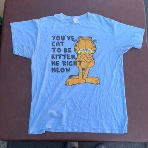 COPY - Garfield the Cat Tshirt Funny Vintage Blue Large Comic Cartoon Art